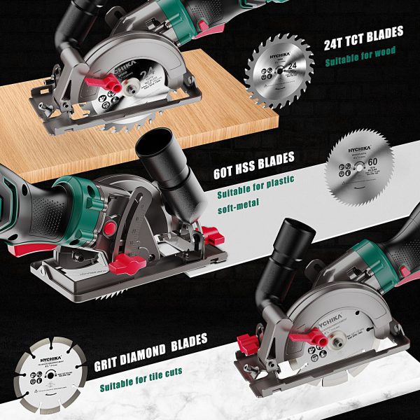 HYCHIKA Electric Mini Circular Saw 750W 3500RPM Power Tool With 3 Blades - Image 2