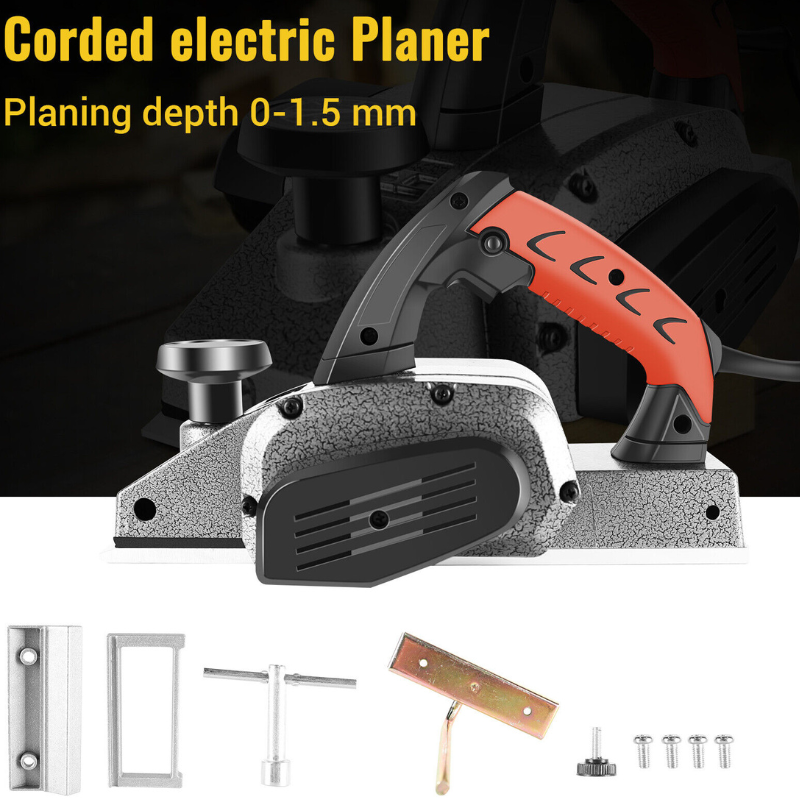 1100W Electric Wood Planer Wood Plane Handheld Woodworking Power Tool Set