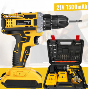 2 Battery 21V Cordless Drill Combi Driver High Power Electric Screwdriver Set