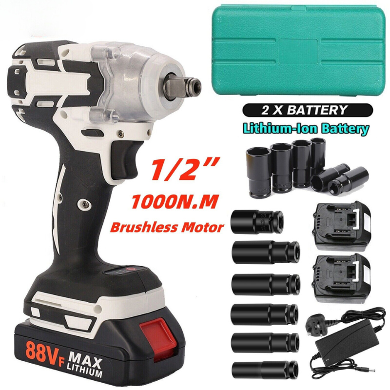 1000Nm 1/2" Cordless Electric Impact Wrench Drill