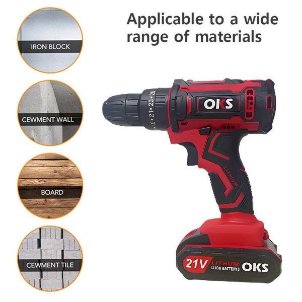 21V Cordless Combi Hammer Impact Drill Driver Electric Screwdriver 2 Battery - Image 3