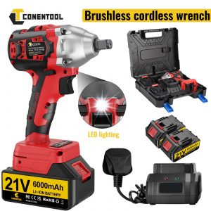 CONENTOOL Cordless Brushless Impact Wrench 21V 1/2" Driver Ratchet 2xBatteries