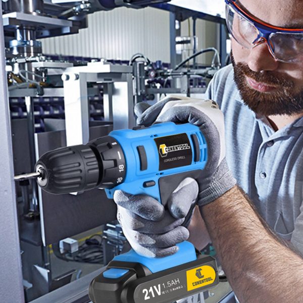 Cordless Drill Set 21V Electric Screwdriver Impact Driver Drills Kit 2 x Battery - Image 2