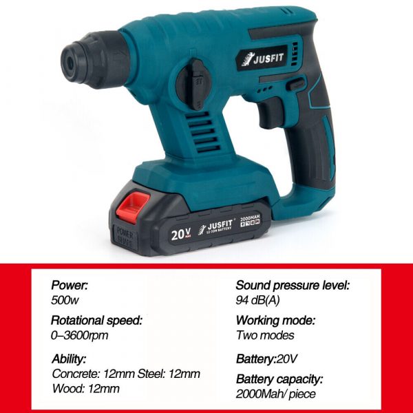 20V Cordless Hammer Drill Impact Driver SDS Plus Rotary Electric Hammer Drill - Image 3