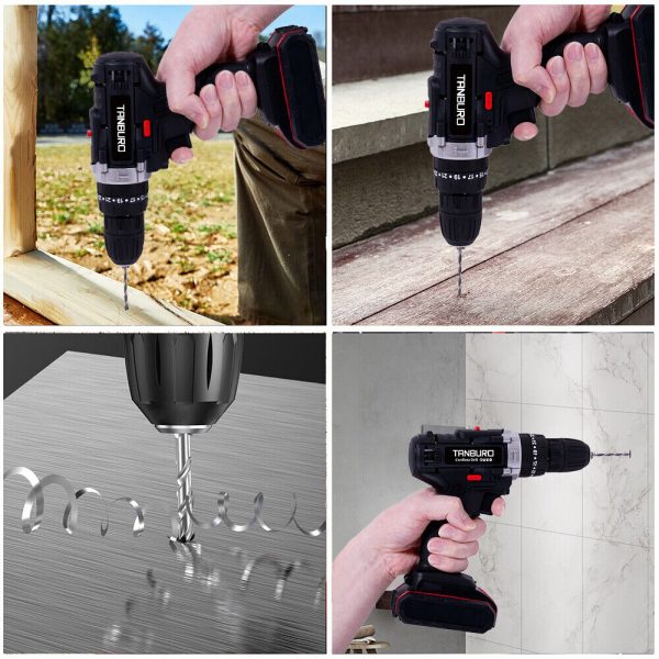21V Cordless Combi Hammer Impact Drill Driver Electric Screwdriver 2 Battery Kit - Image 3