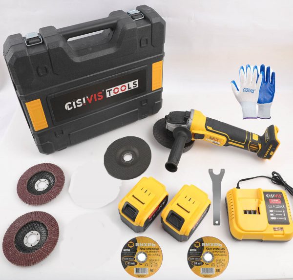 125mm Cordless Angle Grinder Brushless with 2 Battery &Charger &6*Disc Kit &Case - Image 3