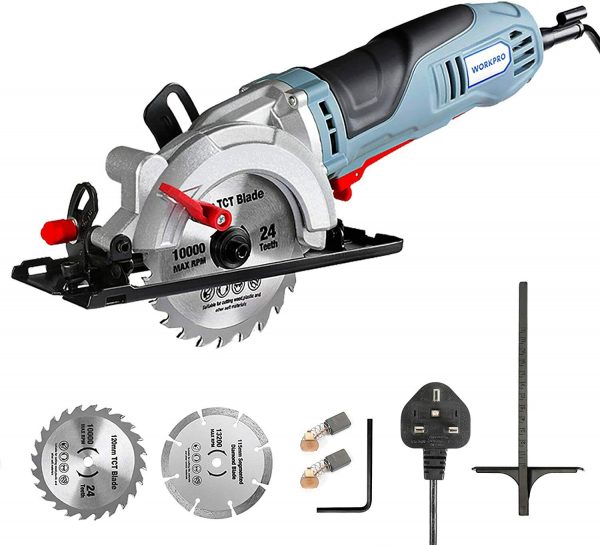 WORKPRO Mini Circular Saw 750W 4700RPM W/120mm TCT Blade and 115mm Diamond Blade