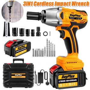 Impact Wrench Drill Electric Cordless 1000Nm Driver Car Repair Wheel Nut Gun Set