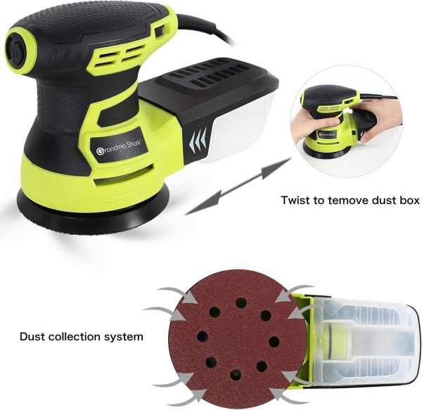 Powerful Random Orbital Orbit Sander 6 Variable Speeds 350W with Sandpaper Kit - Image 3