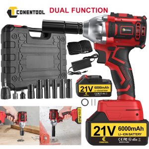 Cordless Impact Wrench 21V 1/2" Drill Driver Ratchet Rattle 13PCS 6.0Ah Battery