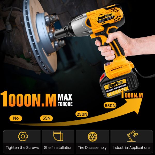 Impact Wrench Drill Electric Cordless 1000Nm Driver Car Repair Wheel Nut Gun Set - Image 3