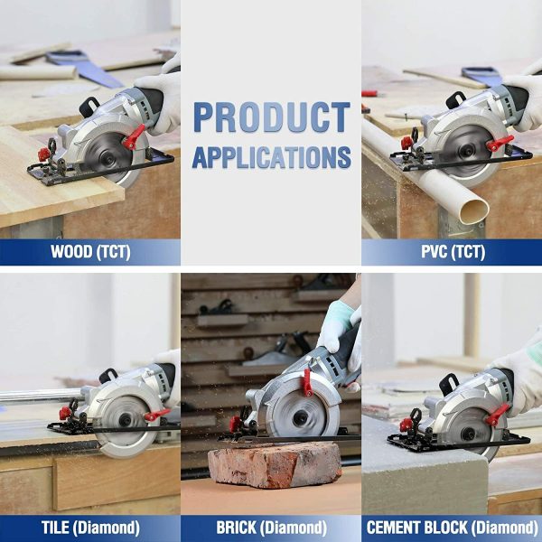 WORKPRO Mini Circular Saw 750W 4700RPM W/120mm TCT Blade and 115mm Diamond Blade - Image 2