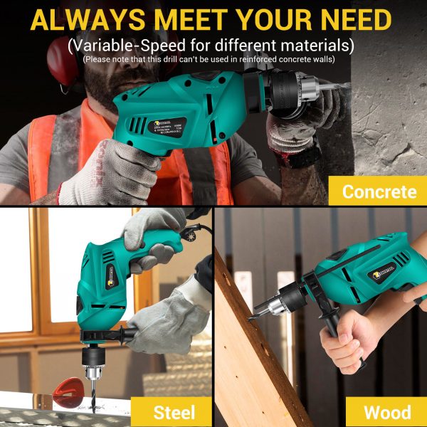 Corded Impact Hammer Drill Electric Screwdriver 850W Variable Speed Power Tool - Image 3