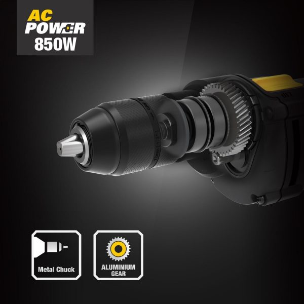 CAT DX16 850W Impact Hammer Drill 13mm Keyless Metal Chuck 240V AC - Image 2
