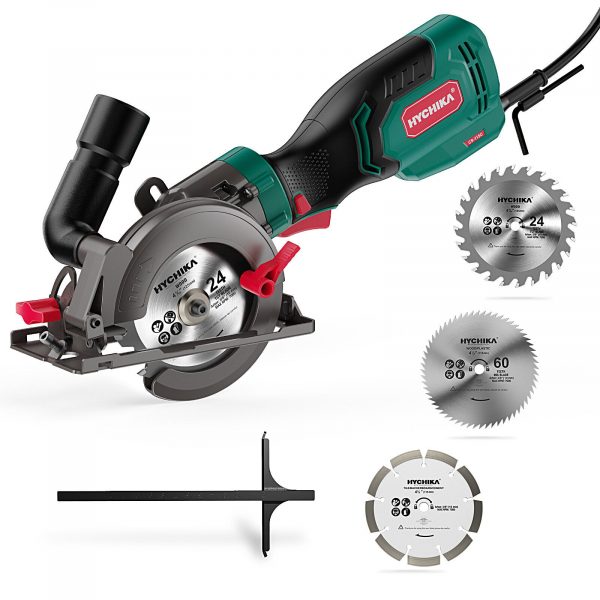 HYCHIKA Electric Mini Circular Saw 750W 3500RPM Power Tool With 3 Blades