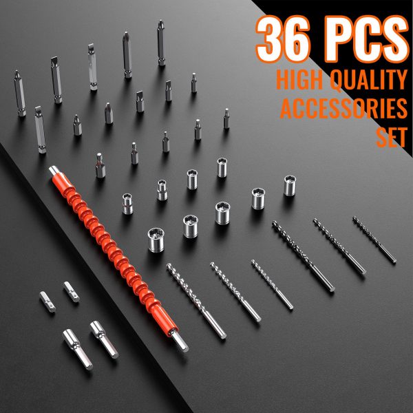CONENTOOL 21V Cordless Drill Driver Power Tool With Battery 36PCS Accessories - Image 4