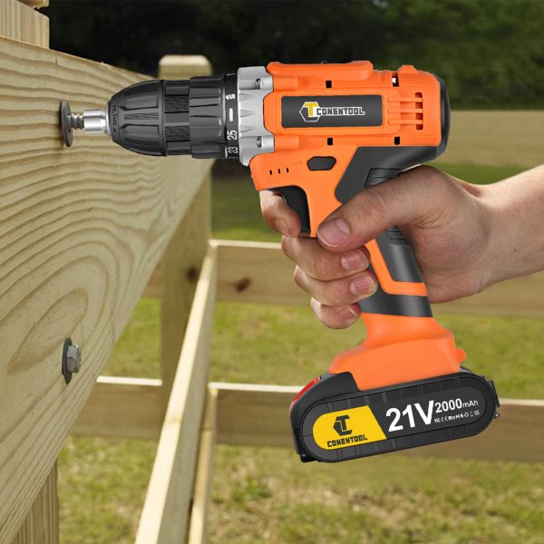 CONENTOOL 21V Cordless Drill Driver Power Tool With Battery 36PCS Accessories