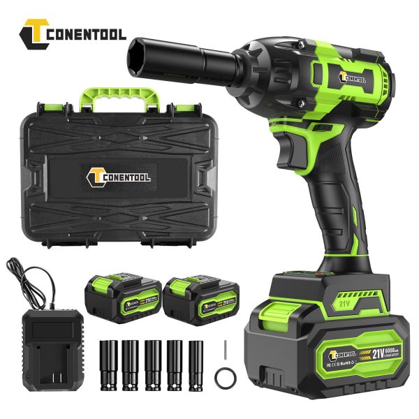 CONENTOOL 1/2" Brushless Cordless Impact Wrench Set Driver Gun