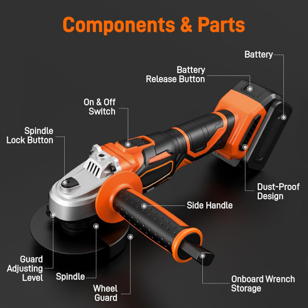 For Makita Battery 125mm Brushless Angle Grinder Li-ion Battery Cordless Replace - Image 3