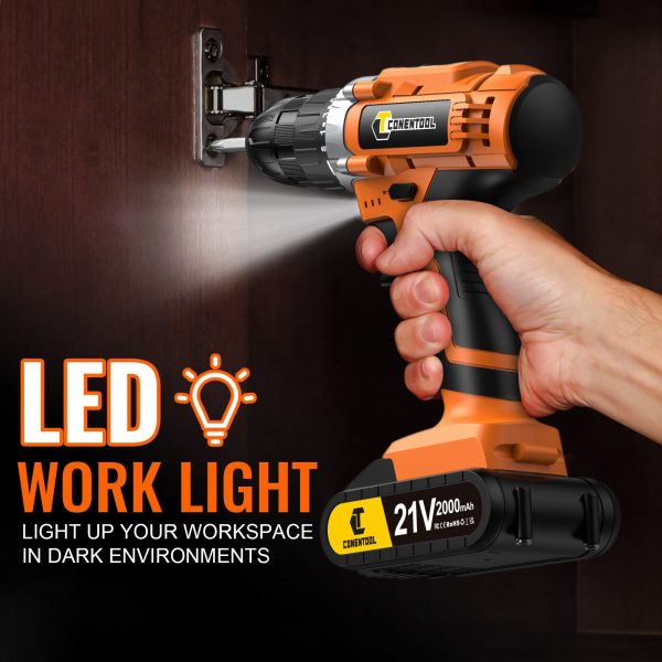 CONENTOOL 21V Cordless Drill Driver Power Tool With Battery 36PCS Accessories - Image 5