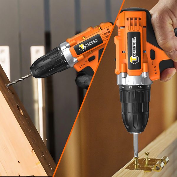 CONENTOOL 21V Cordless Drill Driver Power Tool With Battery 36PCS Accessories - Image 3