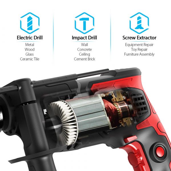 Hammer Drill Impact 850W 3000 RPM Hand with 360° M1E3the - Image 2