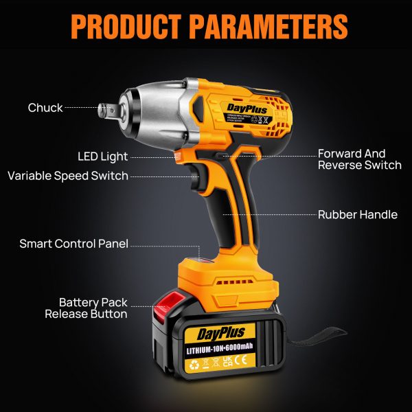 Impact Wrench Drill Electric Cordless 1000Nm Driver Car Repair Wheel Nut Gun Set - Image 5