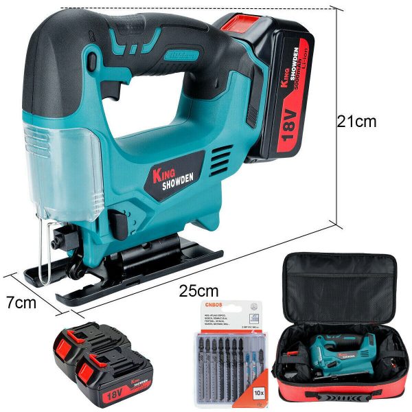Cordless Jigsaw Wood & Iron Sheet Cutter Saw with 2 Battery and Charger 10 Blade - Image 2