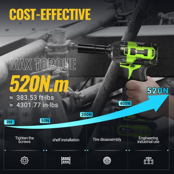 Impact Wrench Electric Cordless 1/2 Inch Driver Tool Battery for Car Tyre Wheel - Image 3