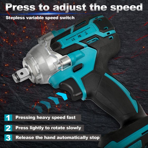1/2" Cordless Electric Impact Wrench 2 Batteries - Image 2