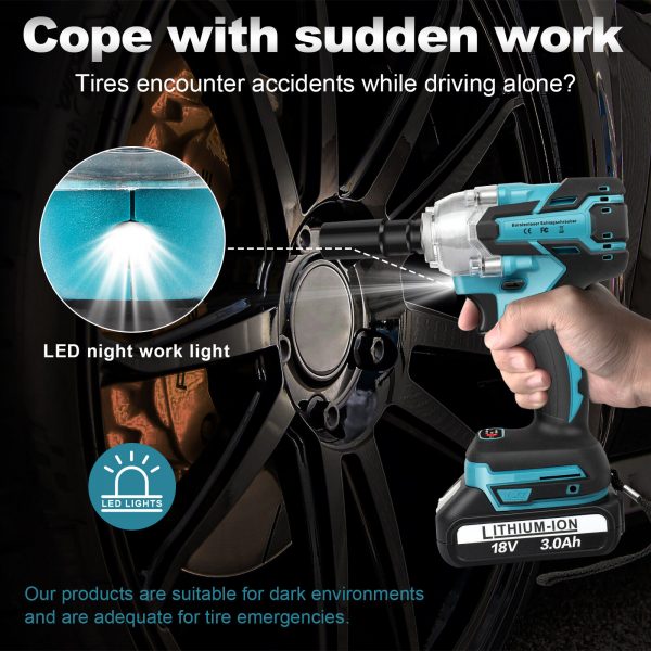 1/2" Cordless Electric Impact Wrench 2 Batteries - Image 3