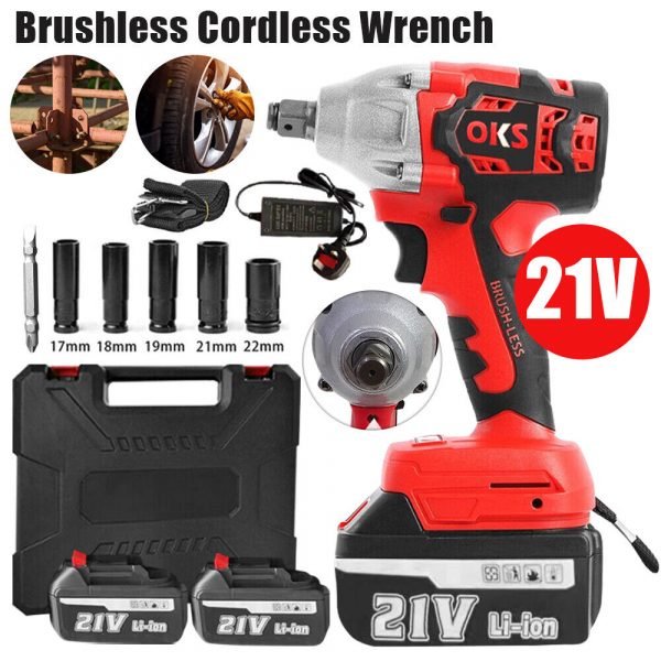 21V Brushless Impact Wrench Driver Cordless Li-Ion Battery - Image 4