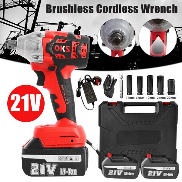 21V Brushless Impact Wrench Driver Cordless Li-Ion Battery - Image 2